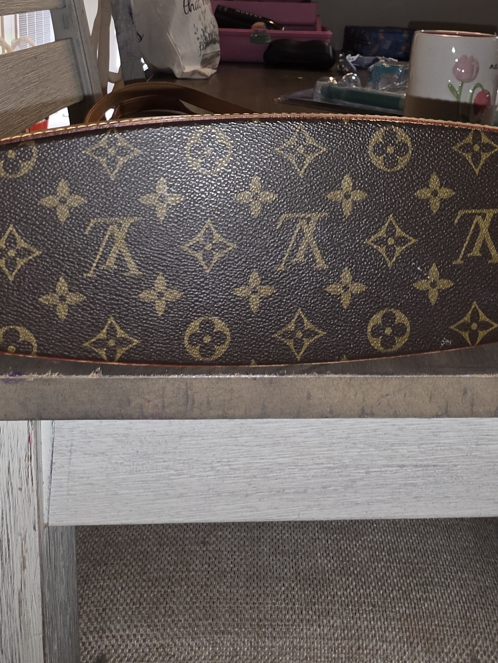 Louis Vuitton Monogram Canvas Tote with Tan Leather Trim - Picture 4 of 6